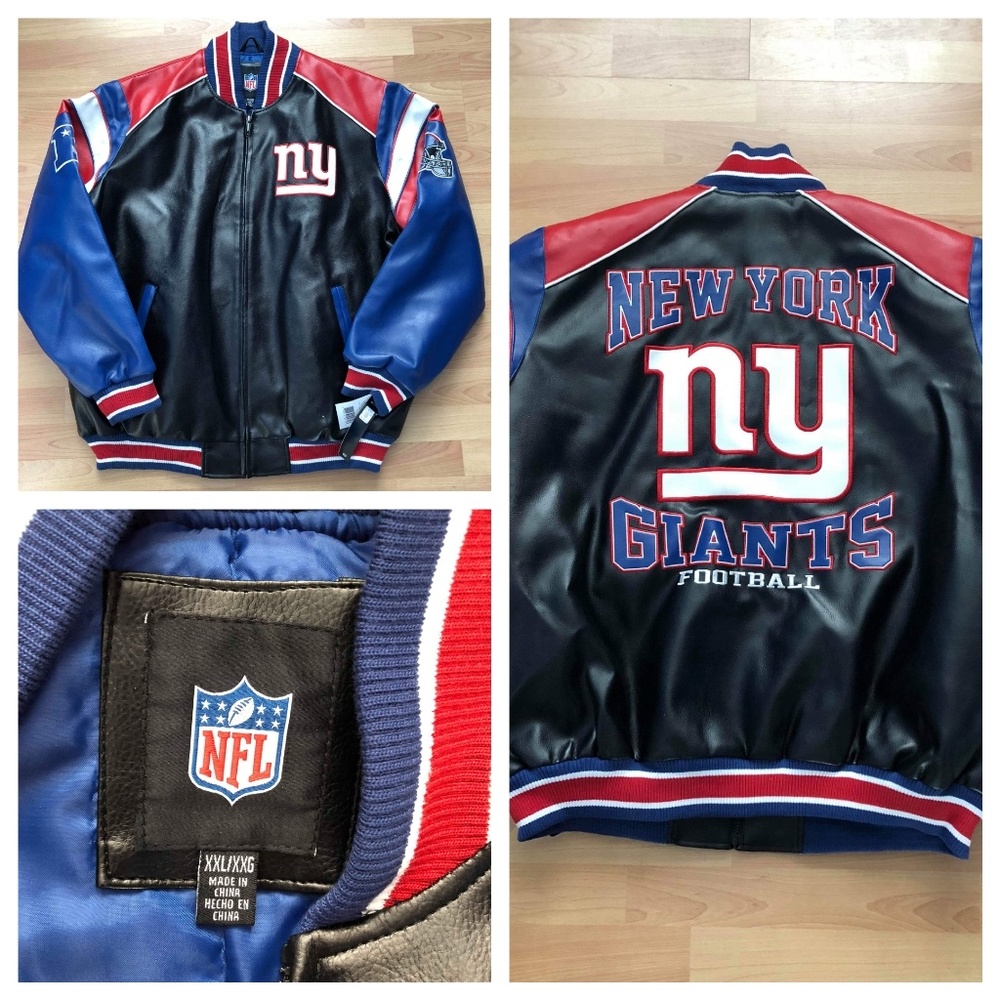 New NFL New York Giants Football Faux Leather Jack